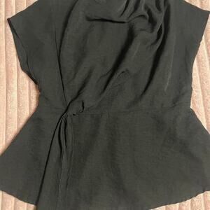 Black linen top with tie